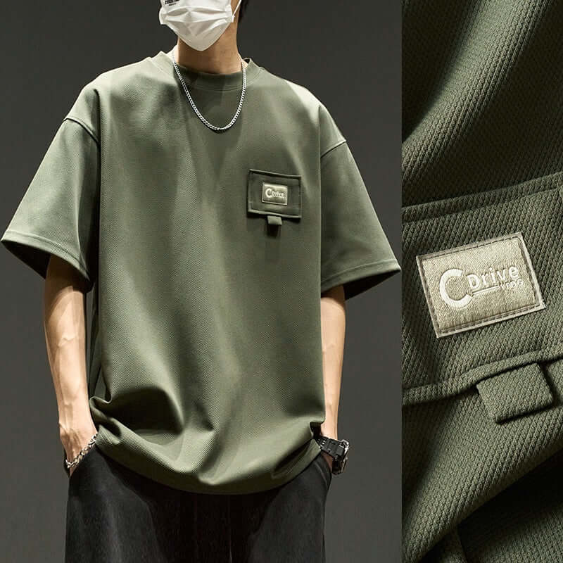 T-shirt Homme Coton vert décontracté