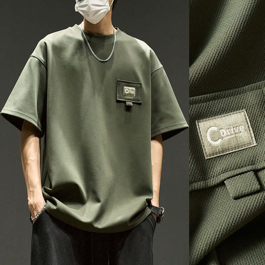 T-shirt Homme Coton vert décontracté