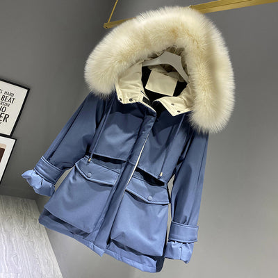 Doudoune Femme à capuche bleue