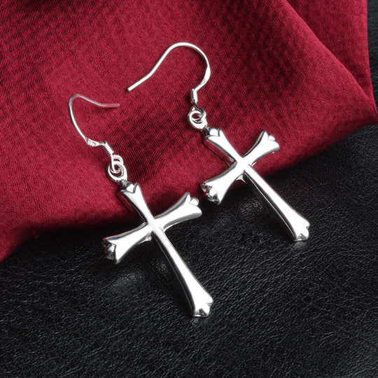 Boucles d’Oreilles Croix Femme – Bijou Style Coréen