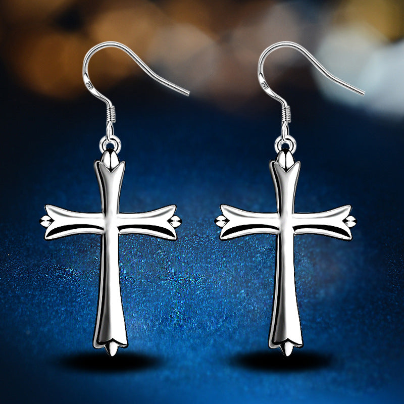 Boucles d’Oreilles Croix Femme – Design Coréen Élégant