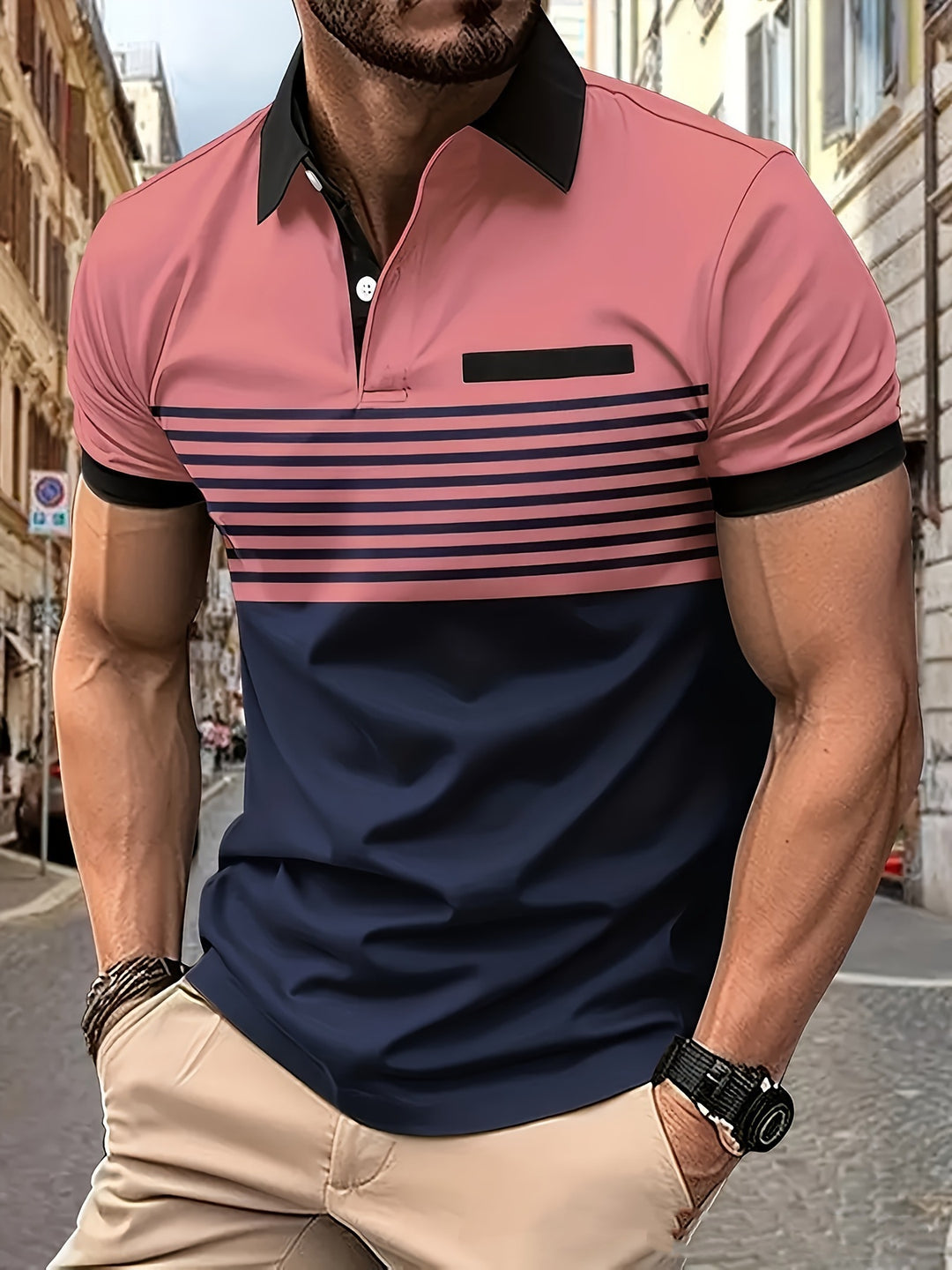 Chemise Homme Rayée rose clair