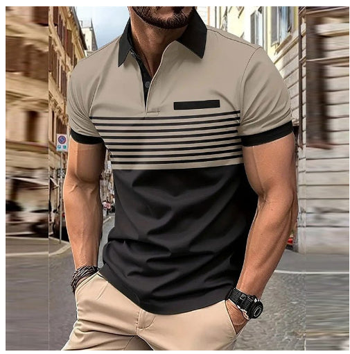 Chemise Homme Rayée kaki foncé