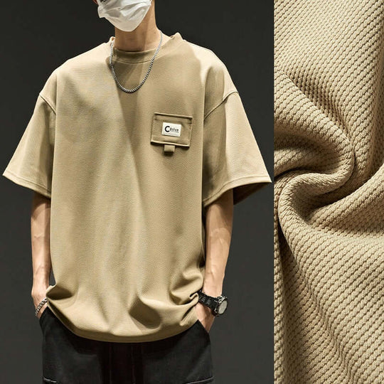 T-shirt Homme Coton coloris abricot et vert