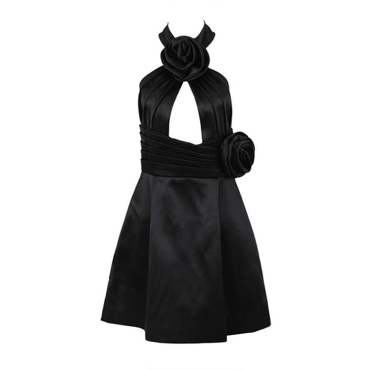Robe Courte Fleurie – Modèle noir