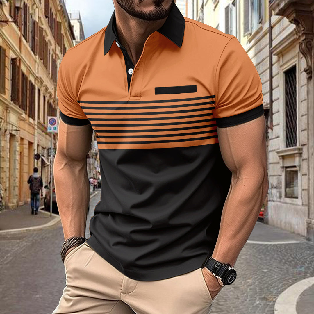 Chemise Homme Rayée Orange