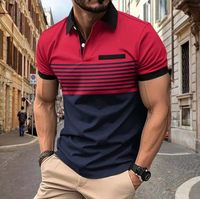 Chemise Homme Rayée rouge foncé