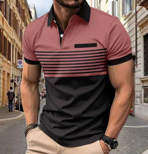 Chemise Homme Rayée rose Foncé